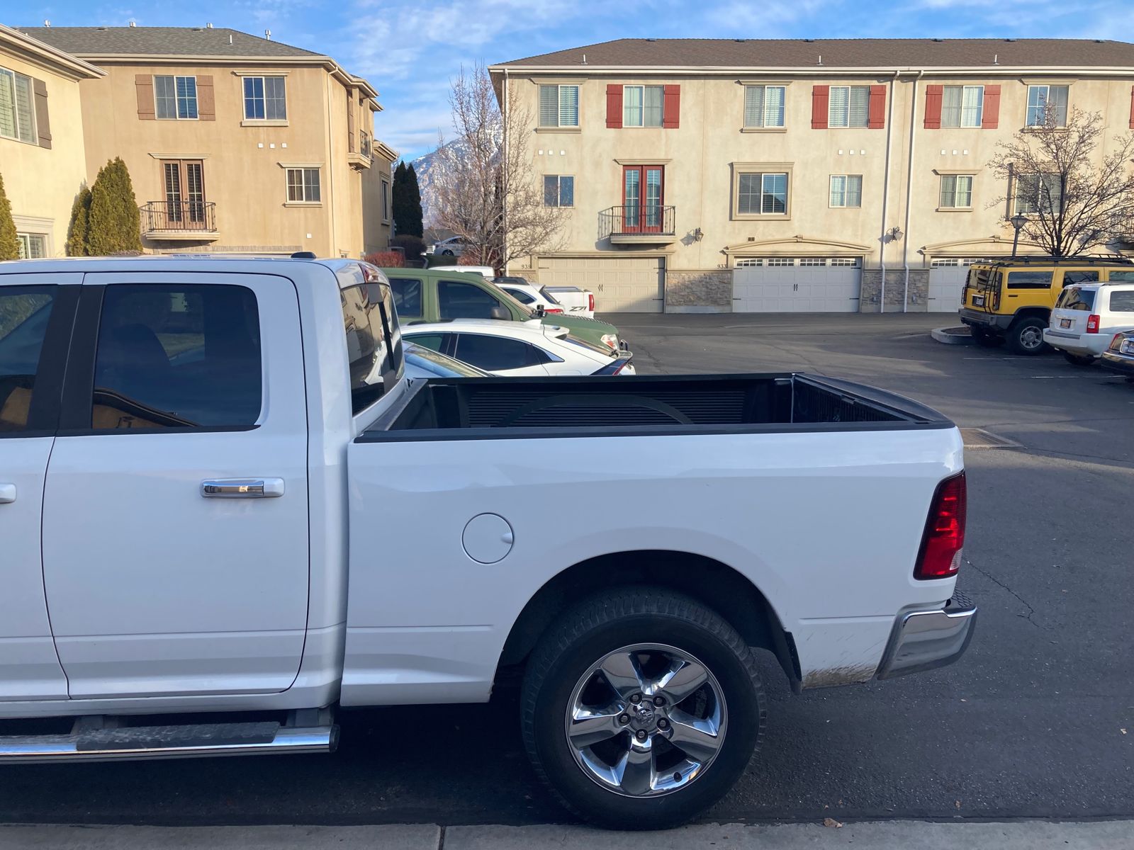 A pickup with an open, empty bed