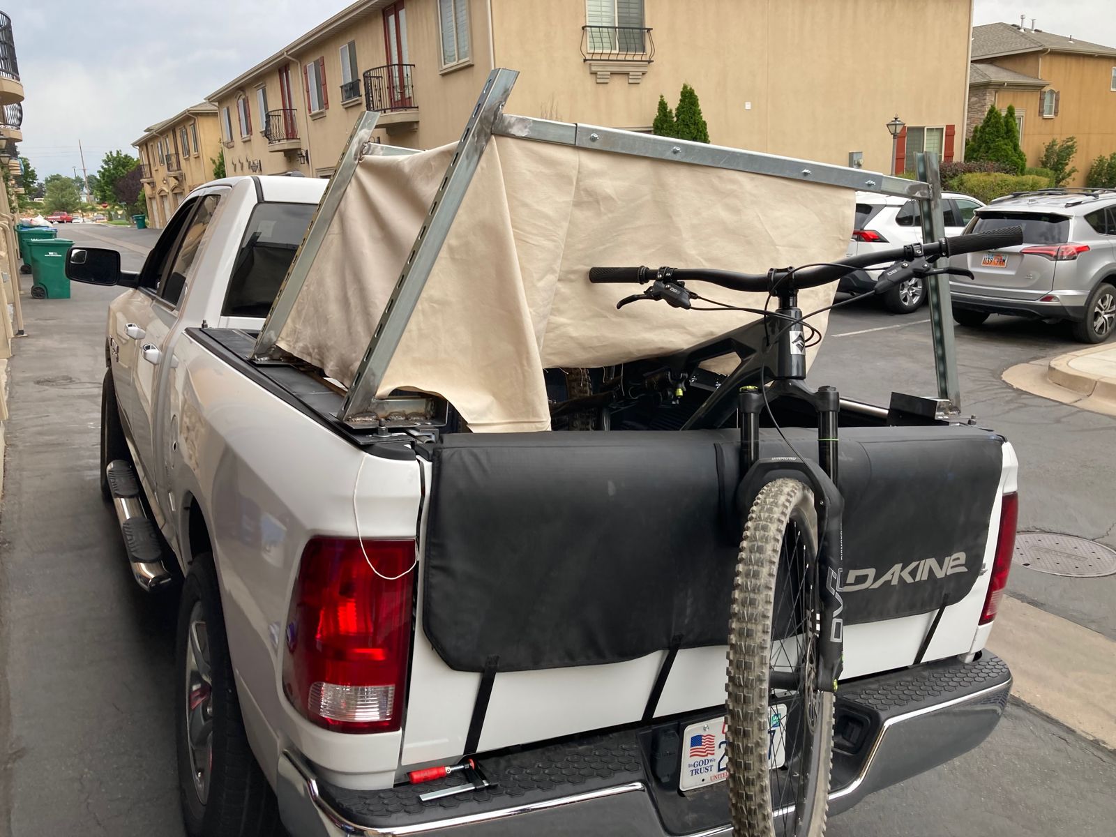 First canopy with a mountain bike loaded